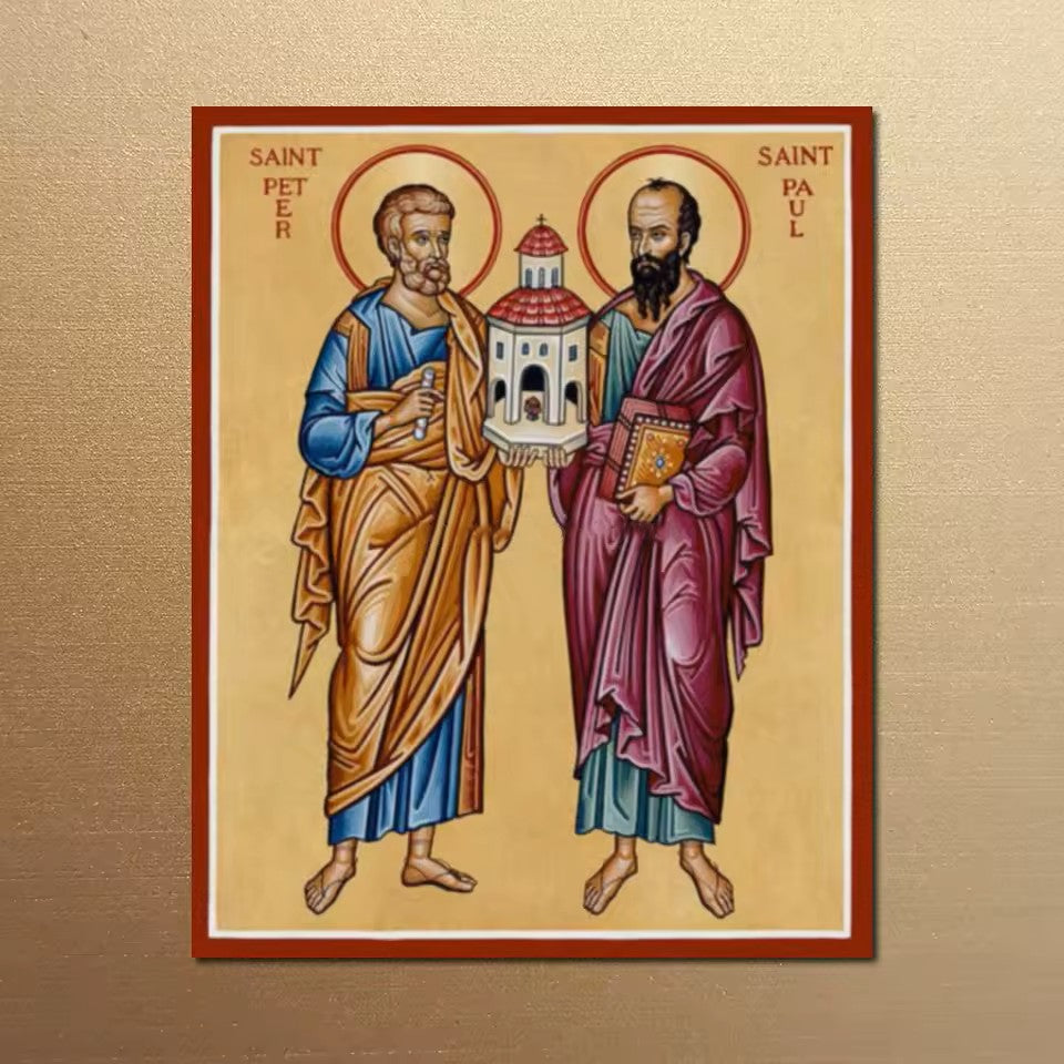 Icône Saints Pierre et Paul sur Toile — Art Byzantin Orthodoxe HD pour Église et Maison