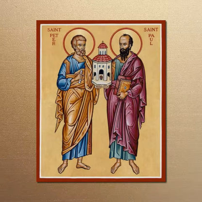 Icône Saints Pierre et Paul sur Toile — Art Byzantin Orthodoxe HD pour Église et Maison