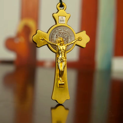 Collier Crucifix avec Chaîne à Perles en Bois