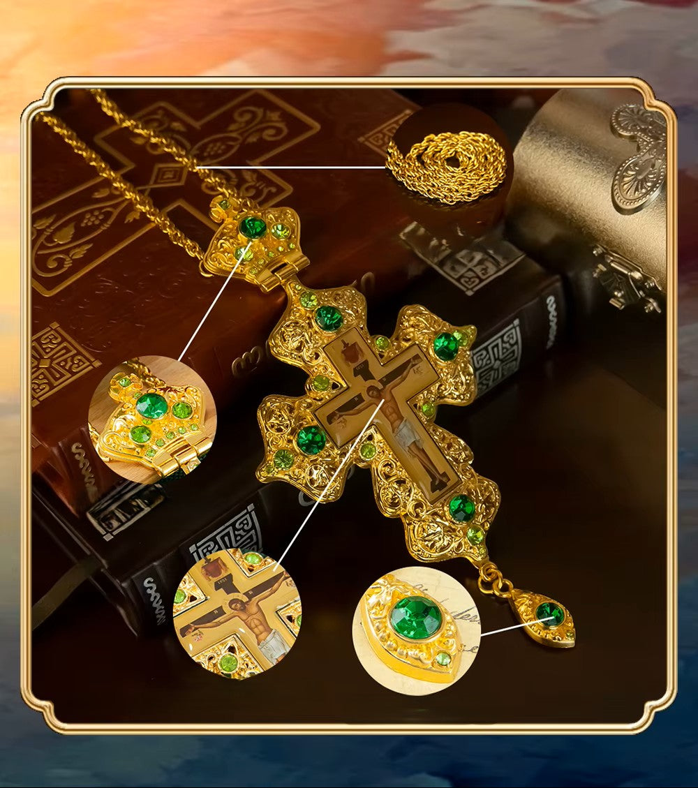 Pendentif Croix Orthodoxe Orientale Ajourée en Alliage — Bijou de Prière et Cadeau Religieux