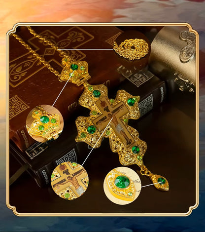 Pendentif Croix Orthodoxe Orientale Ajourée en Alliage — Bijou de Prière et Cadeau Religieux