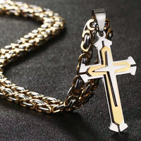 Collier Croix Chrétienne en Acier Inoxydable pour Homme