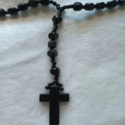 Chapelet Orthodoxe en Bois — Collier Unisexe avec Pendentif Croix du Christ
