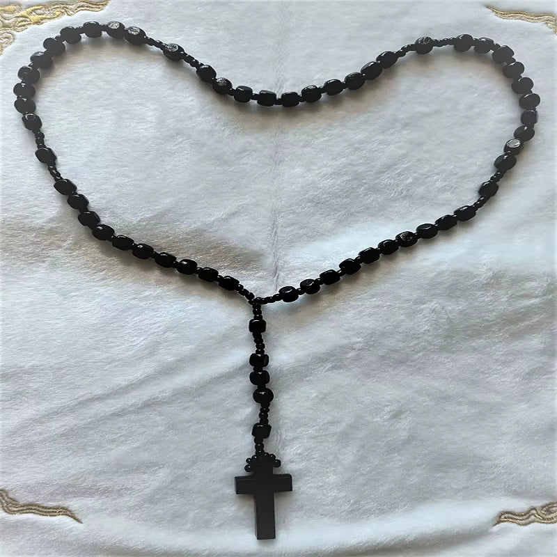 Chapelet Orthodoxe en Bois — Collier Unisexe avec Pendentif Croix du Christ