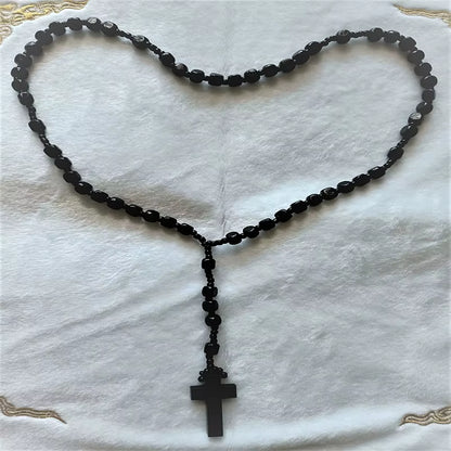 Chapelet Orthodoxe en Bois — Collier Unisexe avec Pendentif Croix du Christ