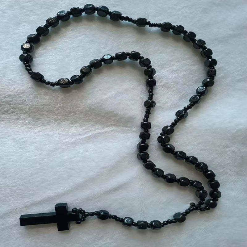 Chapelet Orthodoxe en Bois — Collier Unisexe avec Pendentif Croix du Christ