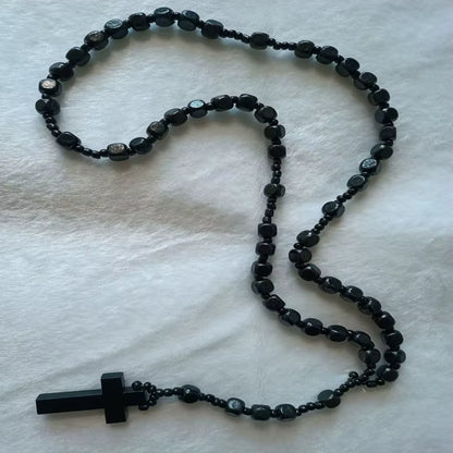 Chapelet Orthodoxe en Bois — Collier Unisexe avec Pendentif Croix du Christ