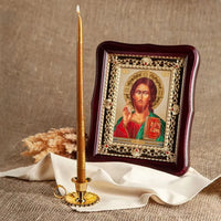 Bougeoir Orthodoxe Doré en Alliage