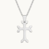Armenian Cross Pendant in Silver Finish