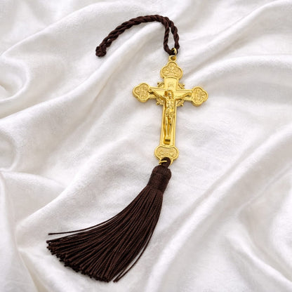 Croix orthodoxe de protection en couleur or
