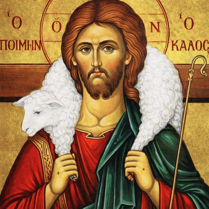 Jésus Christ bon pasteur avec l'agneau sur ses épaules
