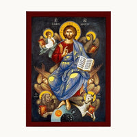 Icône Orthodoxe du Christ Pantocrator en Gloire Style Byzantin