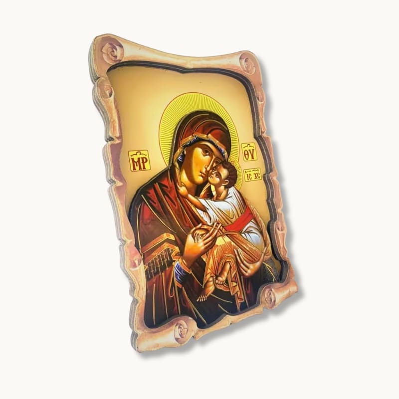 Icône religieuse de théotokos Marie mère de dieu et l'enfant Jésus en bois
