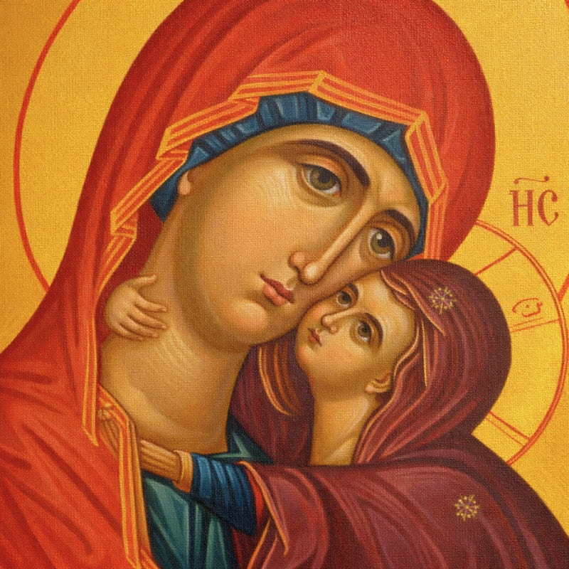 Icône religieuse de la Vierge Marie et Saint Anne
