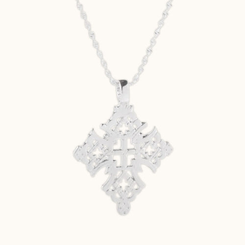 Croix orthodoxe éthiopienne argent – bijou chrétien finement ciselé