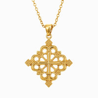 Ethiopian Cross Pendant in Gold Finish