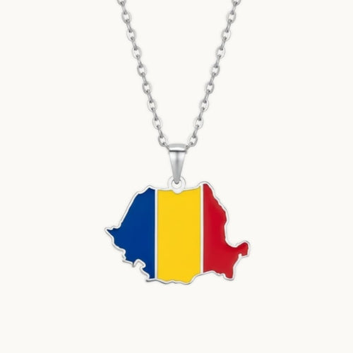 Pendentif Roumain en argent aux couleurs du drapeau