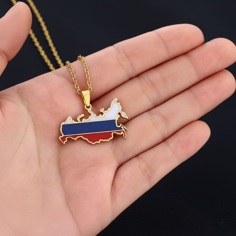 Collier russe aux couleurs du drapeau national en couleur or