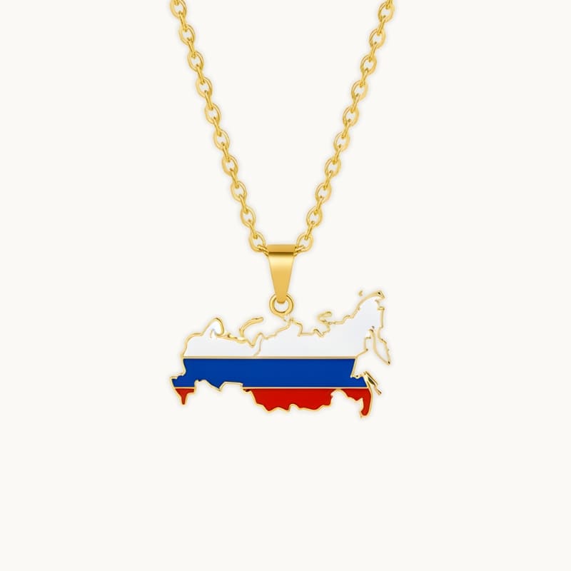 Pendentif du drapeau de la Russie avec chaine en or 