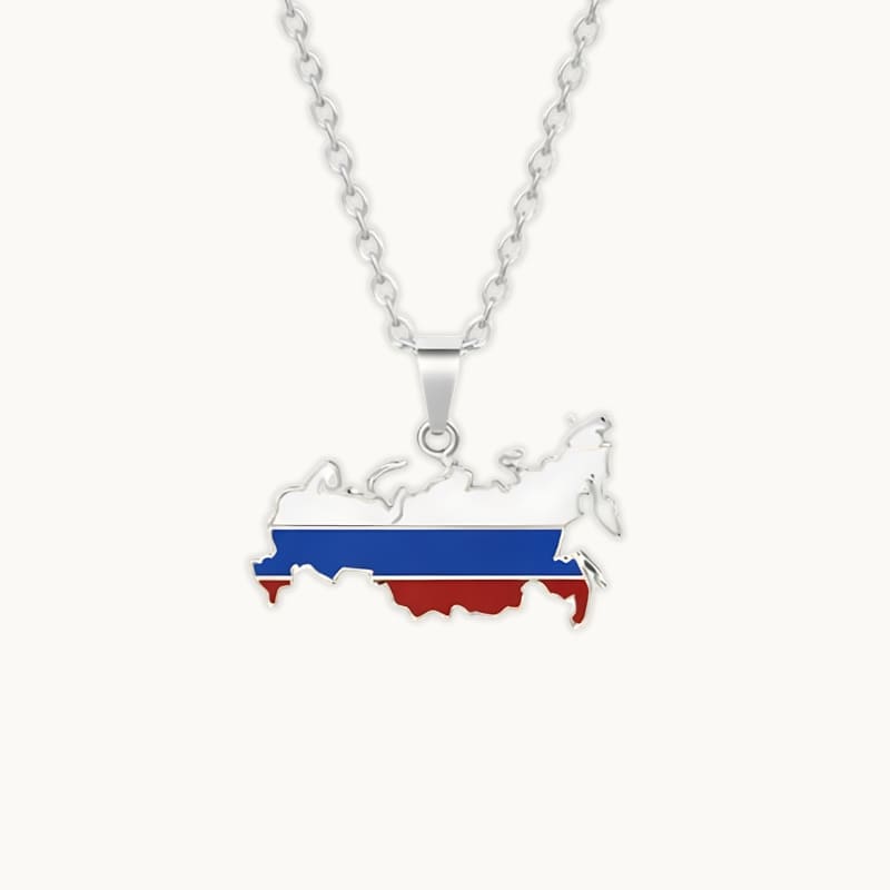 Pendentif du drapeau de la Russie avec contours et chaine en argent
