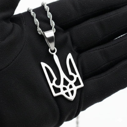 Pendentif Ukraine en couleur argentée avec motif trident