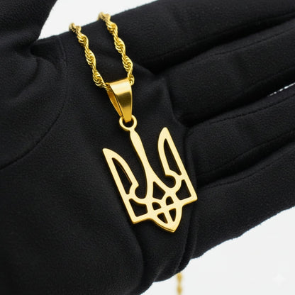 Collier Ukraine en or avec chaine et symbole trident