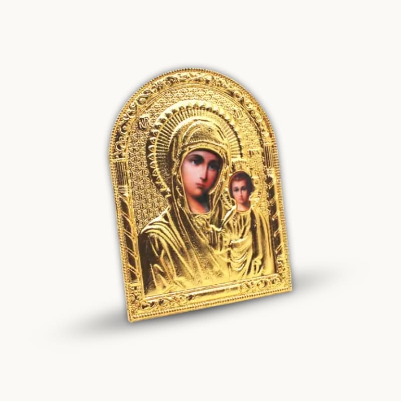 Icône orthodoxe de la Vierge Marie et Jésus Enfant avec finition en or