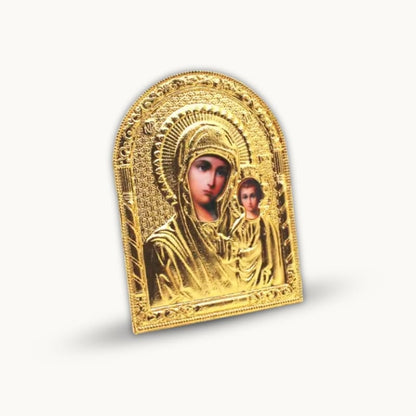 Icône orthodoxe de la Vierge Marie et Jésus Enfant avec finition en or